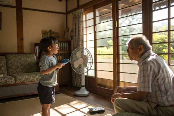 暑がる孫の様子